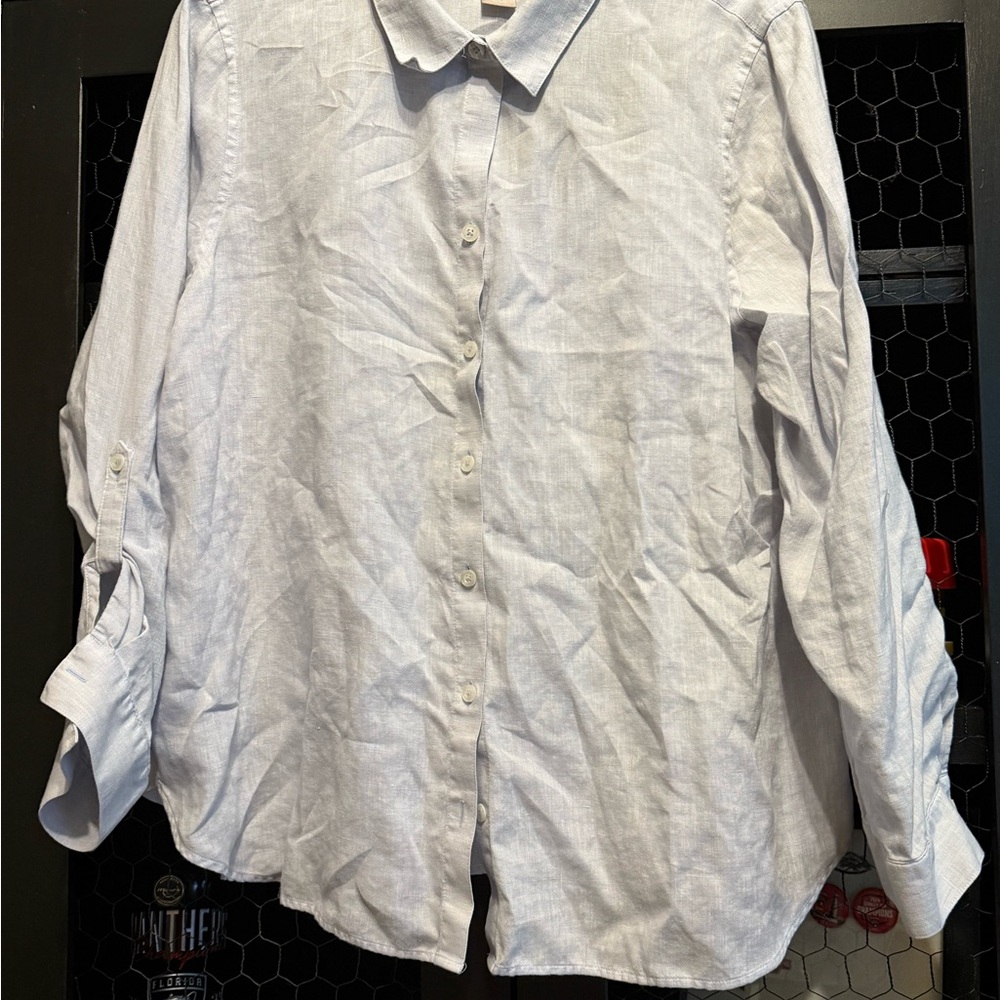Chico's Light blue grey Casual Button Down Shirt